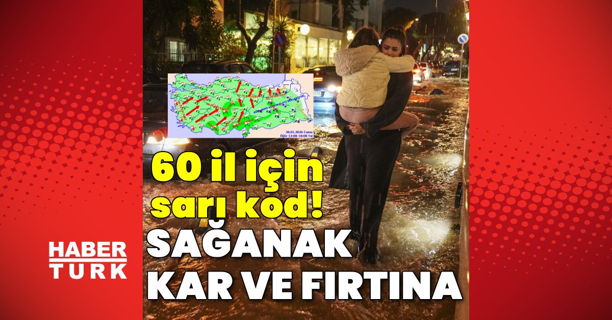 Son dakika: Meteoroloji’den 60 il için sarı kodlu uyarı! Kuvvetli sağanak, kar ve fırtına var – 30 Ocak Hava Durumu
