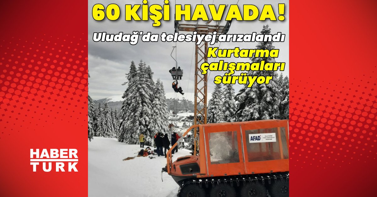 Son dakika: Uludağ’da telesiyej arızası: 60 tatilci mahsur kaldı