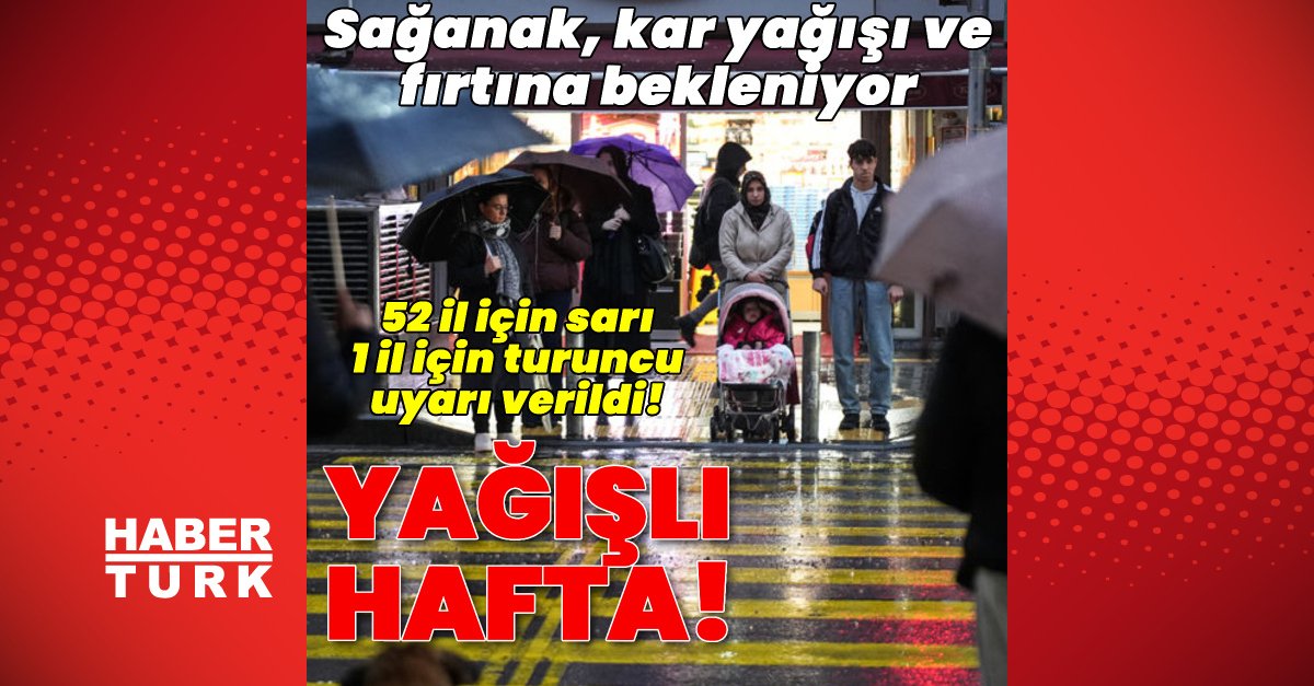 Son dakika: Meteoroloji’den uyarı üstüne uyarı! 52 sarı, 1 turuncu alarm! Sağanak, kar yağışı ve fırtına – 2 Şubat Hava Durumu