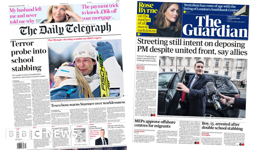 ‘Terror probe into school stabbing’ and ‘Streeting still intent”