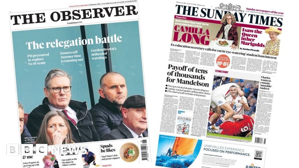 The Papers: 'Payoff for Mandelson' and PM's 'relegation battle'