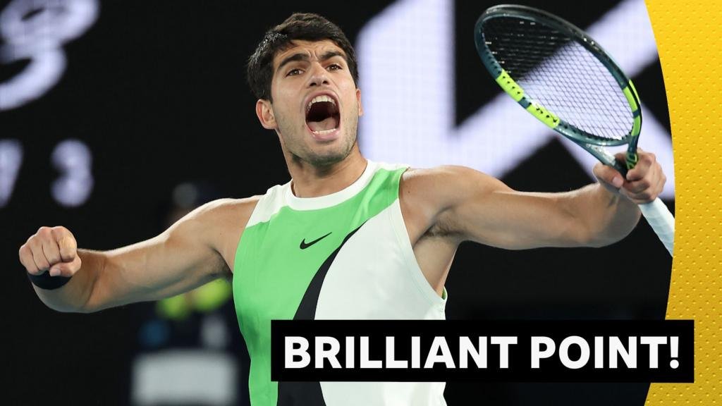 Alcaraz wins brilliant point against Djokovic in final